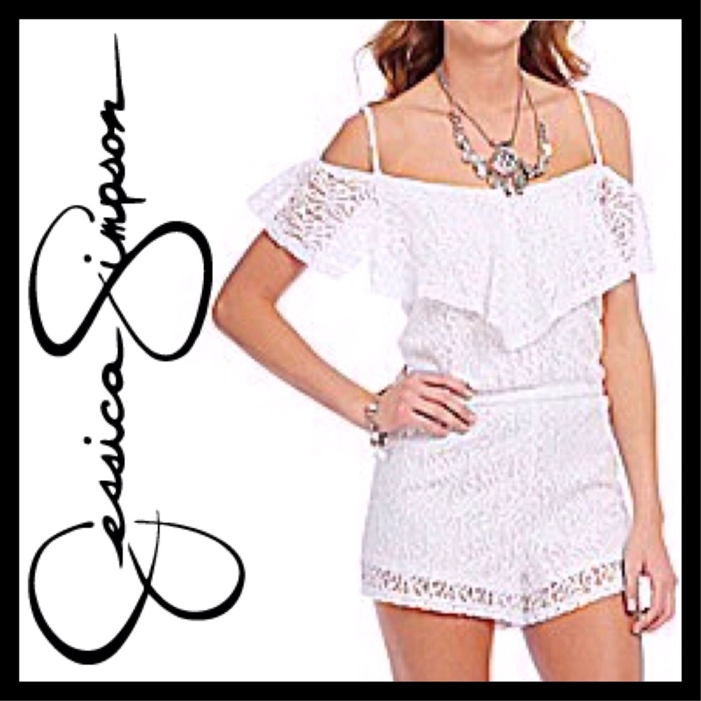 Jessica Simpson White Lace Norah Romper - Picture 1 of 3